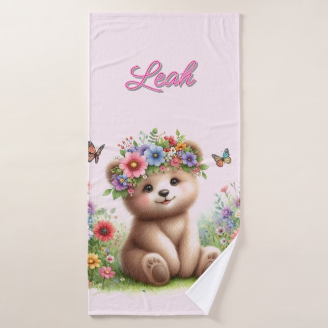 Serviette de bain rose à fleurs très mignonne pour (Serviette de bain)