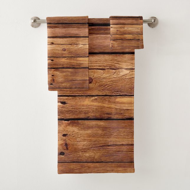 Serviette de bain Rustique Bois Orange (En situation)