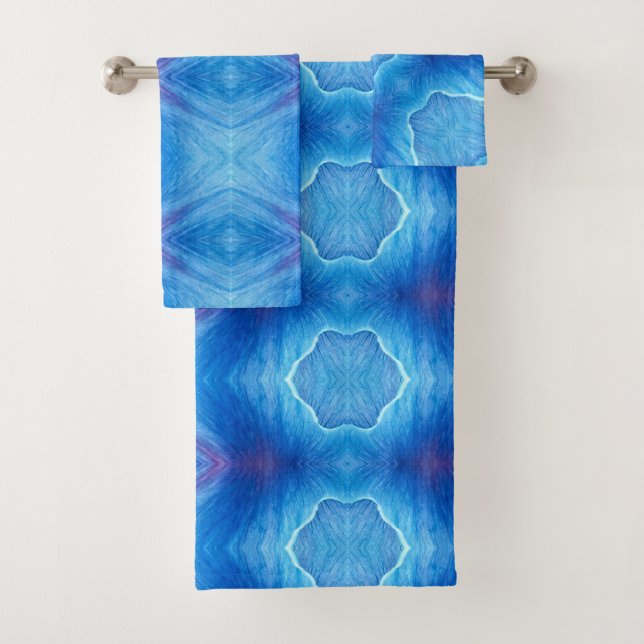 Serviette de bain Set Blue Poppy Abstrait (En situation)