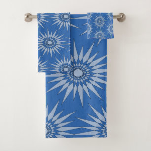 Serviette de bain - Starburst Carrelé sur Bleu