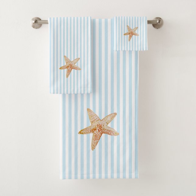 Serviette de bain Starfish Peinture Bleu Bande (En situation)