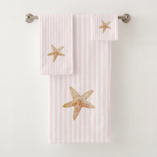 Serviette de bain Starfish Peinture rose en bande