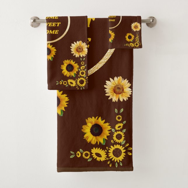 Serviette de bain Sunflower Brown et Jaune (En situation)