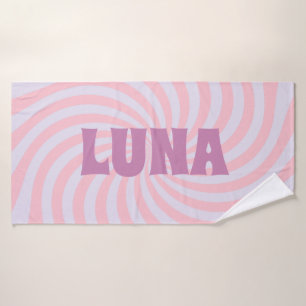 Serviette de bain Super pourpre avec nom personnal