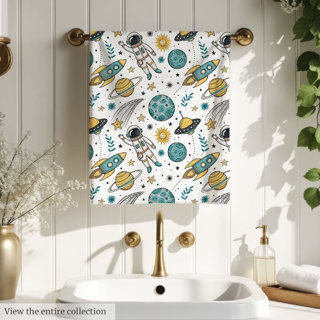 Serviette de bain Thème Planète Douces Couleurs Pa (Planet Theme Bath Towel Soft Pastel Colors for Boy)
