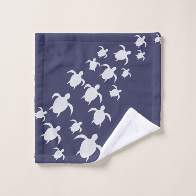 Serviette de bain Tortue de mer Bleu marine  (Gant de toilette)