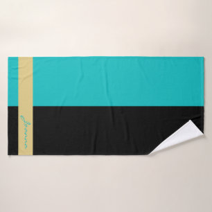 Serviette De Bain turquoise Et Noire