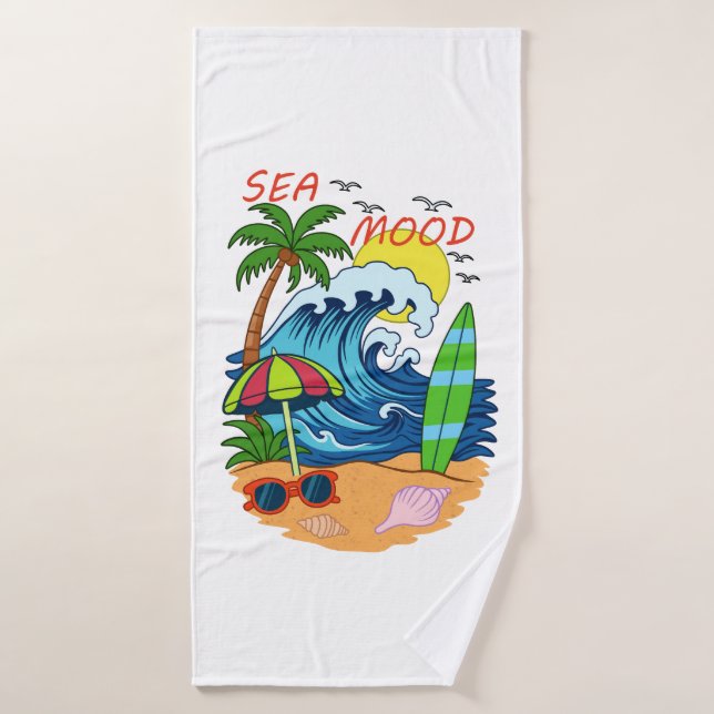 Serviette de bain Vague et Palmier (Serviette de bain)