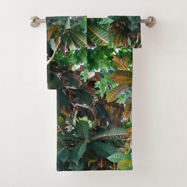 Serviette de bain verte tropicale Jungle (En situation)