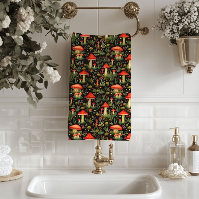 Serviette de bain vintage champignon Style foresti (Vintage Mushroom Bath Towel Earthy Forest Style)