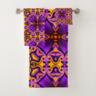 Serviette de bain violet et jaune