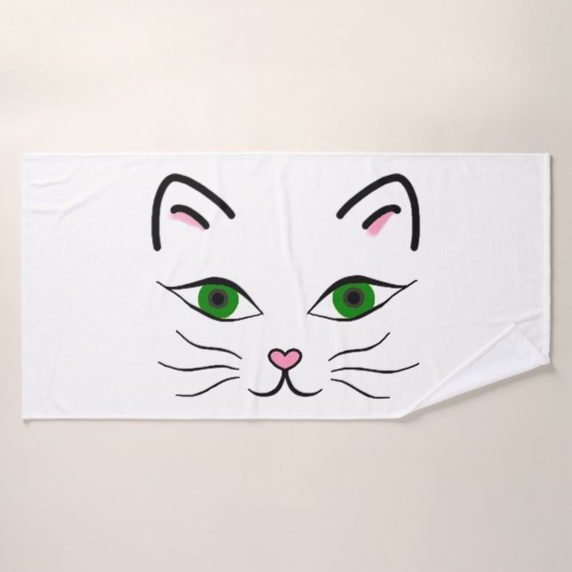 Serviette de bain - Visage Kitty (Serviette de bain)