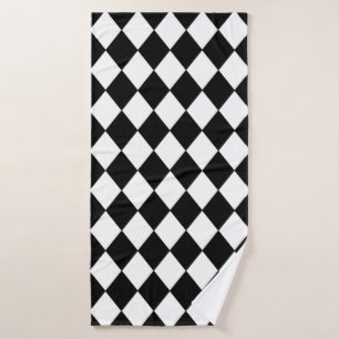 Serviette de bains en À damiers noir et blanc
