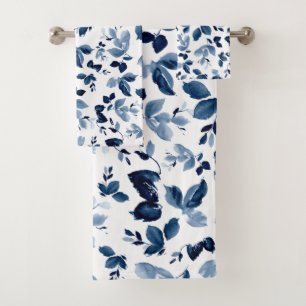 Serviette de bains en aquarelle bleu marine