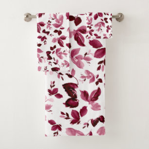 Serviette de bains en aquarelle de la flore bordea
