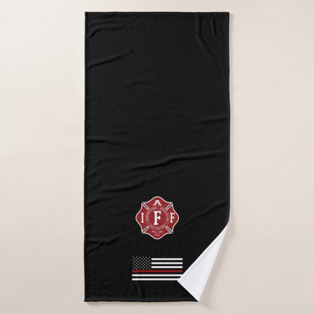 Serviette de bains IAFF Thin Red Line Cross (Serviette de bain)