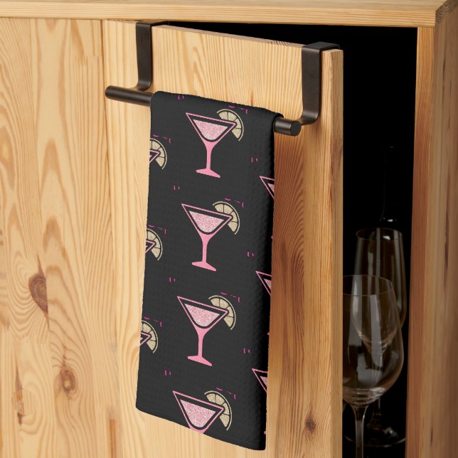 Serviette de bar personnalisée cocktail rose (Pliage en tiers)