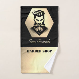 Serviette de barbier noir et or pour salon de coif