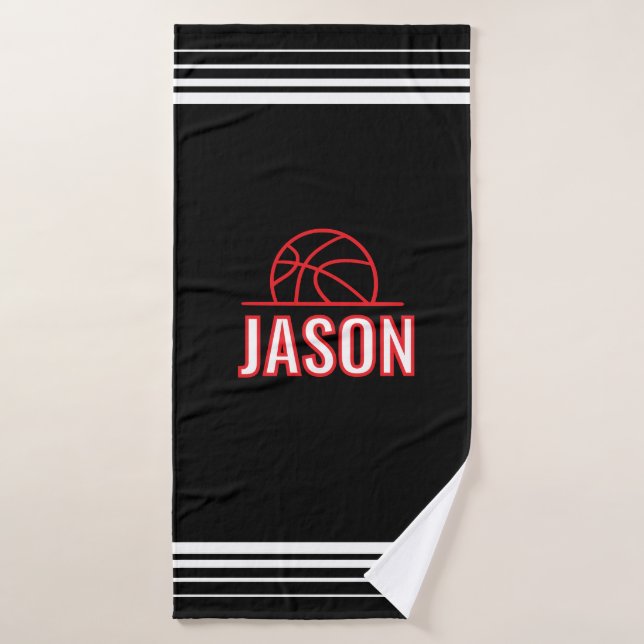 Serviette de basketball – Tirer. Marquer. Répéter. (Serviette de bain)
