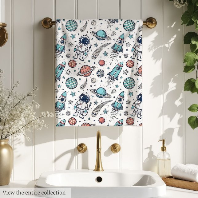 Serviette de cadeau d'aventure de fusée pour la dé (Rocket Adventure Towel Gift for Boy Room Decor)