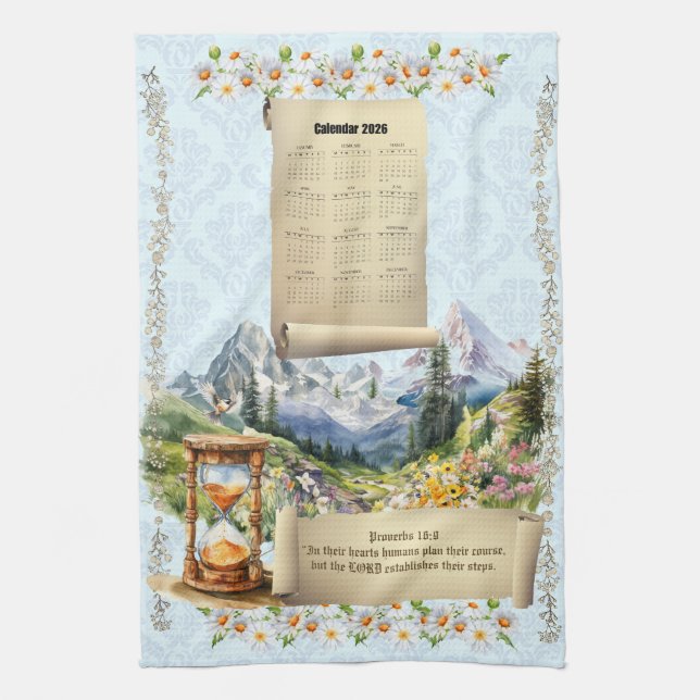 Serviette de calendrier 2026 Alpes Montagnes Prove (Vertical)