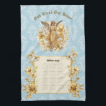 Serviette de calendrier 2026 Bel Ange Gardien<br><div class="desc">Serviette de calendrier 2026 en damassé Bel Ange Gardien. "Dieu bénisse notre maison". Garniture florale dorée. Merci de regarder.</div>