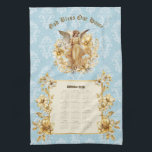Serviette de calendrier 2026 Bel Ange Gardien<br><div class="desc">Serviette de calendrier 2026 en damassé Bel Ange Gardien.  "Dieu bénisse notre maison".  Garniture florale dorée.  Merci de regarder.</div>