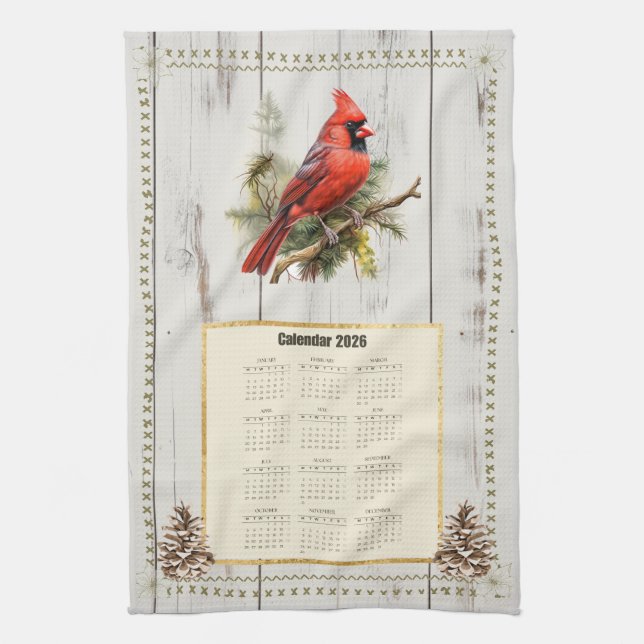 Serviette de calendrier 2026 Cardinal (Vertical)