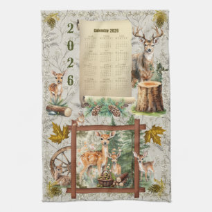 Serviette de calendrier 2026 Cerf Buck Cônes de pi