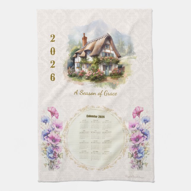 Serviette de calendrier 2026 Cottage Une saison de (Vertical)