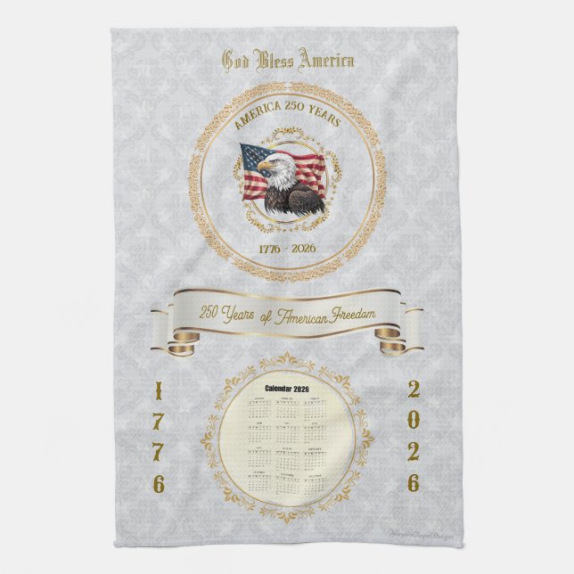 Serviette de calendrier 2026 Dieu bénisse l'Amériq (Vertical)