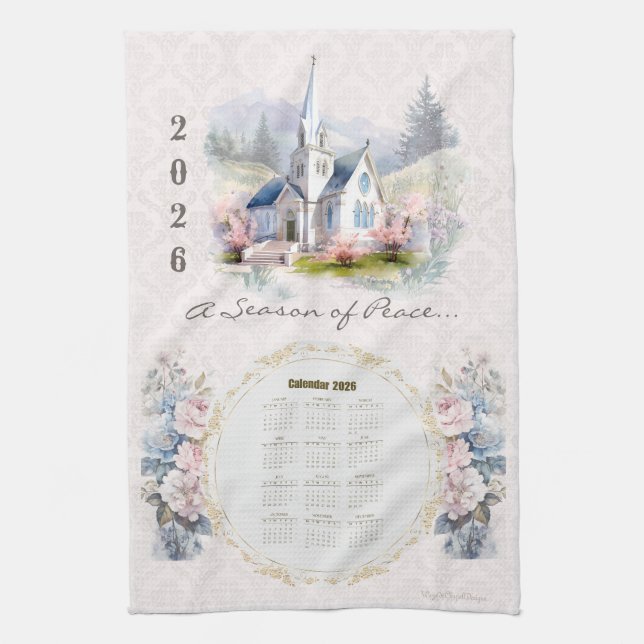 Serviette de calendrier 2026 Église Une saison de  (Vertical)