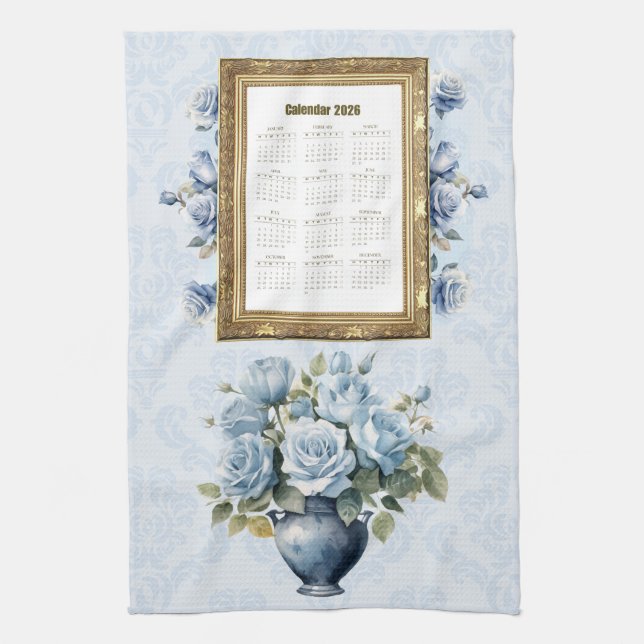 Serviette de calendrier 2026 Rose bleue Serviette  (Vertical)