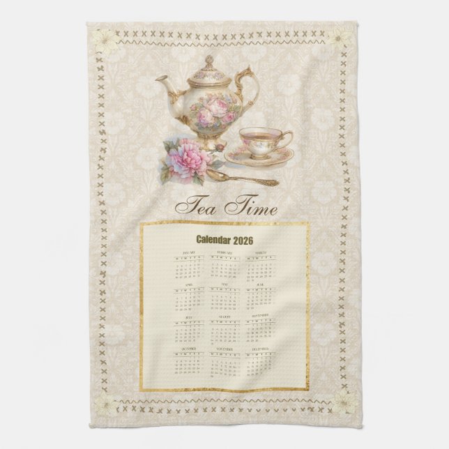 Serviette de calendrier 2026 Thé ou message person (Vertical)
