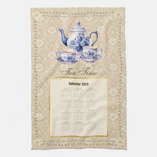 Serviette de calendrier 2026 Thé ou message person (Vertical)
