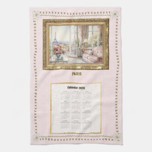Serviette de calendrier 2026 Vue de Paris Message