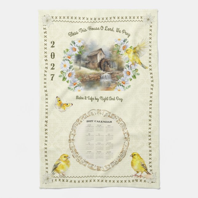 Serviette de calendrier 2027 Cuisine Prière Maison (Vertical)