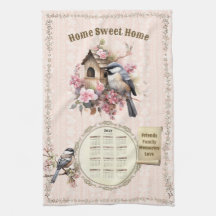 Serviette de calendrier 2027 Mésanges Maison Douce
