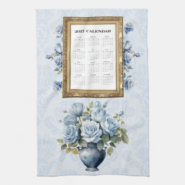Serviette de calendrier 2027 Rose bleue Serviette  (Vertical)