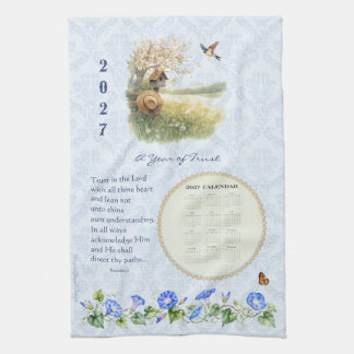 Serviette de calendrier 2027 Scène champêtre chrét