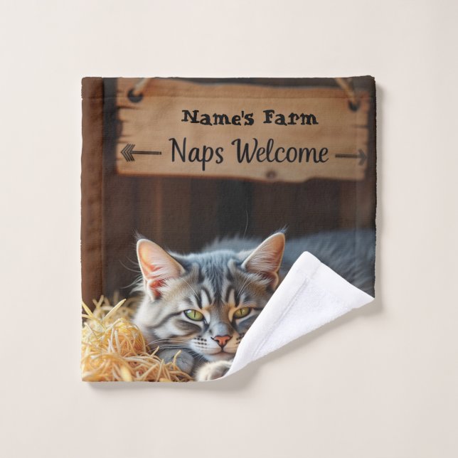 Serviette de chat de ferme personnalisée (Gant de toilette)