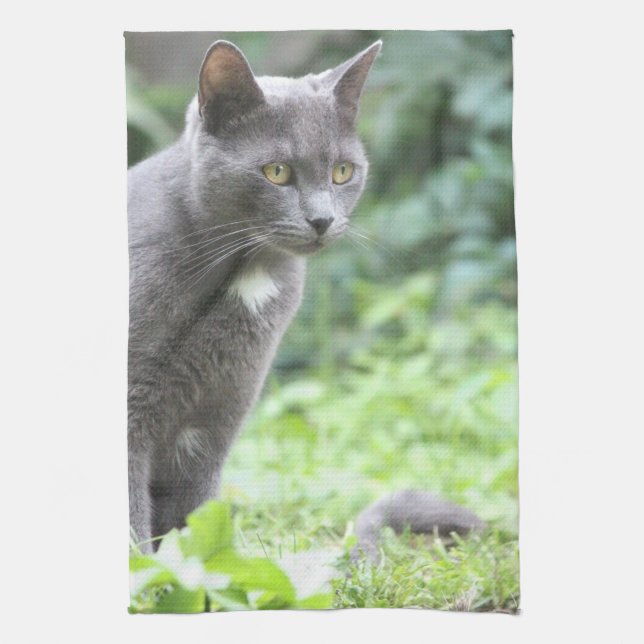Serviette de chat gris (Vertical)