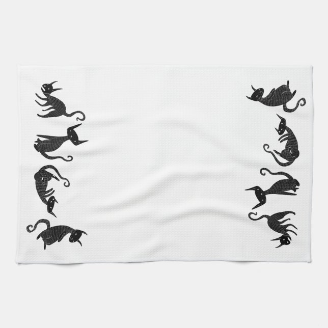 Serviette de chat noir (Horizontal)