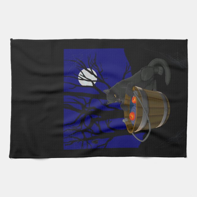 Serviette de chat Noir Serviettes de thé de chat É (Horizontal)