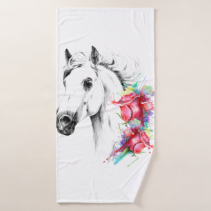 Serviette de cheval élégante garnie de fleurs co