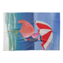 Serviette de cocktail de la plage aux flamants ros