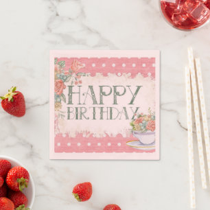 Serviette de cocktail en papier floral rose pour a