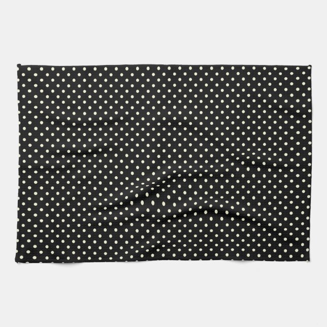Serviette de cuisine 16x24 points Crème noire (Horizontal)