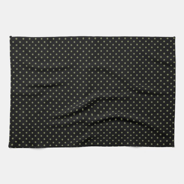 Serviette de cuisine 16x24 points Vert foncé Noir (Horizontal)