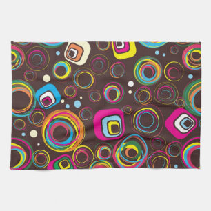 Serviette de cuisine 1970 Retro Circle Carré 1950